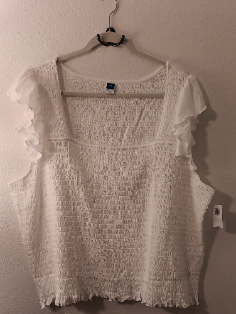 Old Navy White Smocked Ruffle Sleeve Blouse